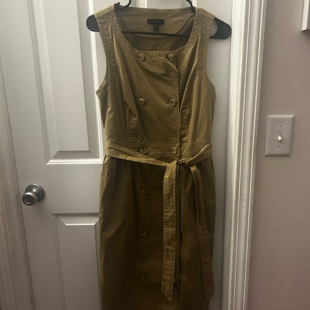 J. Crew Double-Breasted Tan Midi Dress